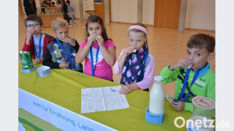 Hmmm, das schmeckt, Milchproben für die Kinder. Bild: jr