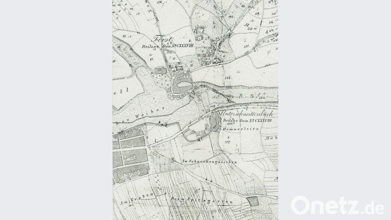 Beil. Karte zeigt die damals selbständige Gemeinde Forst mit
Unterschnaittenbach vor der Eingemeindung vor 80 Jahren Bild: sh