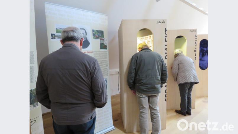 Wer die &quot;klingende Oberpfalz&quot; hören will, muss mitunter den Kopf tief in die Ausstellungsboxen stecken. Bild: ubb