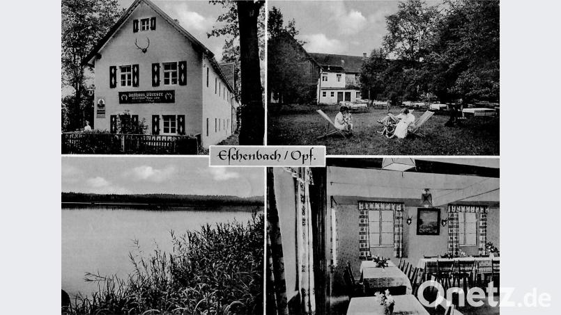 Ein „Restaurationsidyll“ mit Biergarten unter großen Bäumen: Auch an den Gasthof „Obersee“ wird in der Ausstellung „Im Wirtshaus“ im Taubnschusterhaus, die am Sonntag, 14 bis 17 Uhr, wieder geöffnet ist, erinnert. Bild: hev
