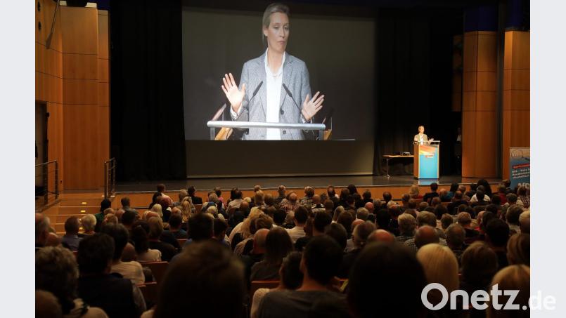 Alice Weidel trat im Amberger Kongresszentrum beim Wahlkampfabschluss der bayerischen AfD auf. Bild: Wolfgang Steinbacher
