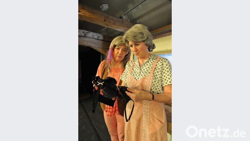 Waltraud Janner-Stahl und Claudia Lohmann (von links nach rechts) treten im Stück "Altweiberfrühling" auf. Bild: exb