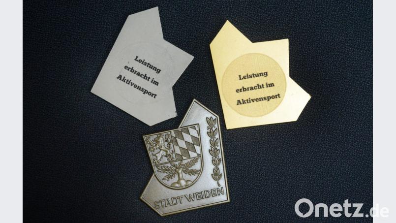 So sieht die Ehrenplakette mit Lorbeerblatt aus, die künftig im Erwachsenensport verliehen wird. Auf der Rückseite ist vermerkt, wo die Leistung erbracht wurde: bei den Aktiven, den Senioren oder den Behinderten. Bild: Gabi Schönberger