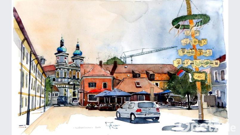 Die Klosterstadt Waldsassen, gesehen vom Johannisplatz aus im schönen Monat Mai. Bild: ubb