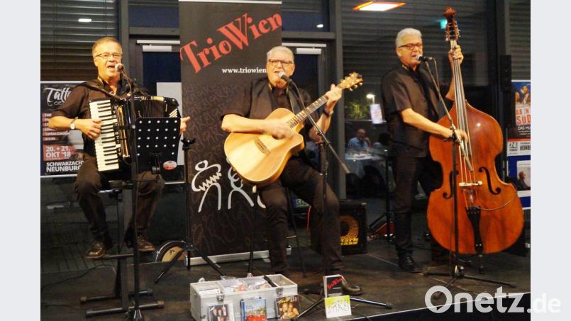 Freddy Gradinger, Hans Radon und Franz Horacek (von links) begeisterten als Trio Wien die Gäste beim Heurigenabend des Kunstvereins Unverdorben in der Schwarzachtalhalle. Bild: weu