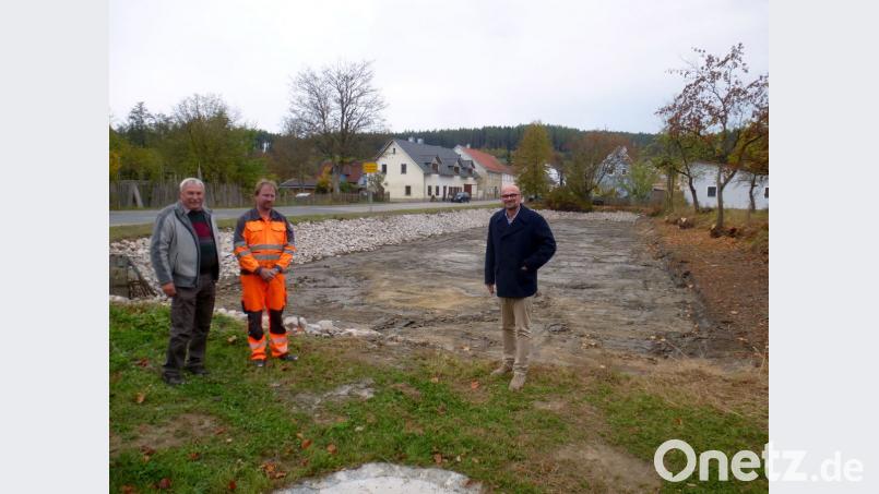 Am trocken gefallenen Häuslerner Weiher hat die Marktgemeinde Pflegemaßnahmen in die Wege geleitet. Bild: mad