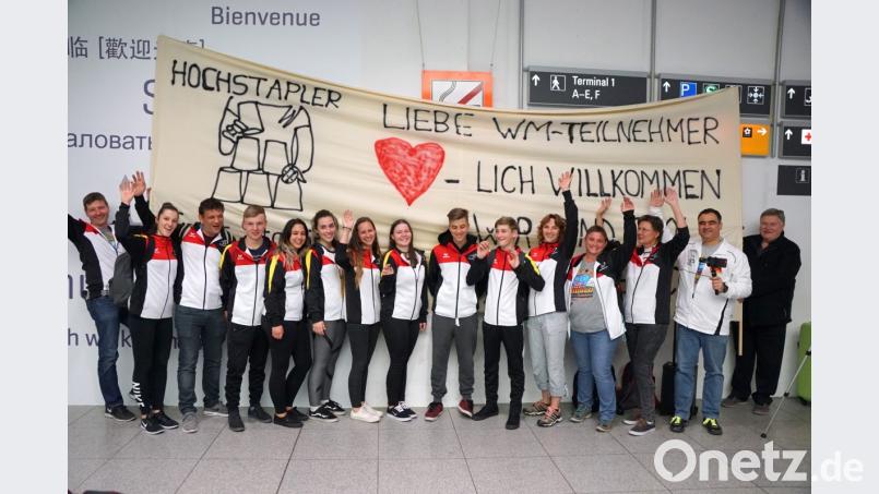 Ankunft München: So kennt man die Hochstapler. Sehr erfolgreich waren sie auch vergangenes Jahr bei der Weltmeisterschaft in Kaohsiung auf Taiwan. 30 Goldmedaillen hatten sie in der Tasche. Bild: bkr