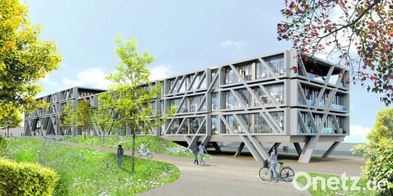 Im März 2020 soll das neue IGZ-Verwaltungsgebäude (Bild) bezugsfertig sein. Zum Einsatz kommen beim Bau Oberpfälzer Materialien, wie Granit, Holz und Glas. Bild: Architekten J. Mayer H. und Partner/exb