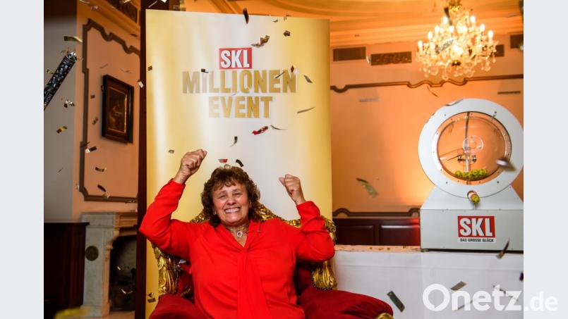 Jubel und Konfetti: Monika Plank ist Millionärin. Bild: GKL/Willi Weber