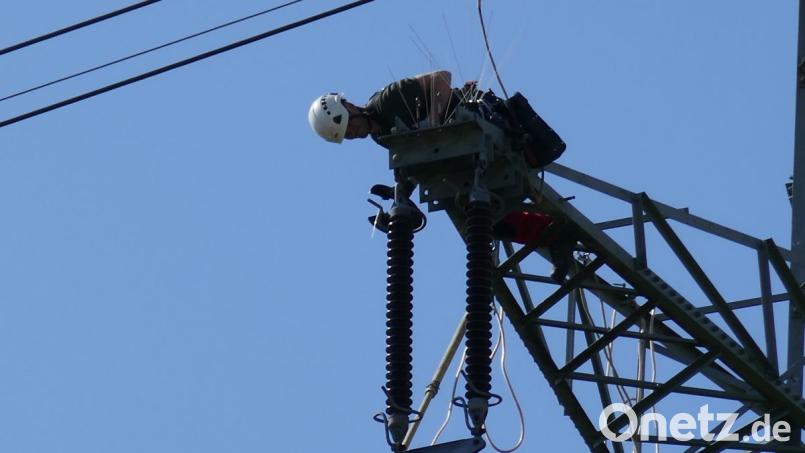 Montage des "Tauber-Tellers" über den Isolatoren Bild: exb