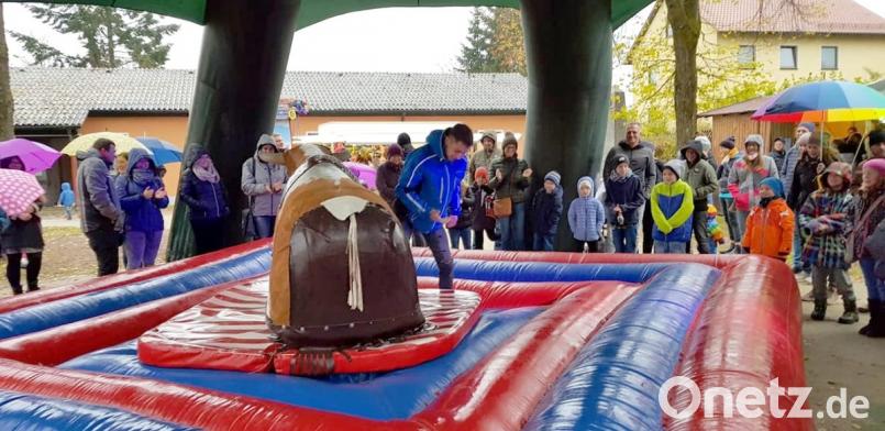 Bull-Riding ist auf dem Dorfplatz zur Kirchweih in Wildenreuth angesagt. Bild: njn