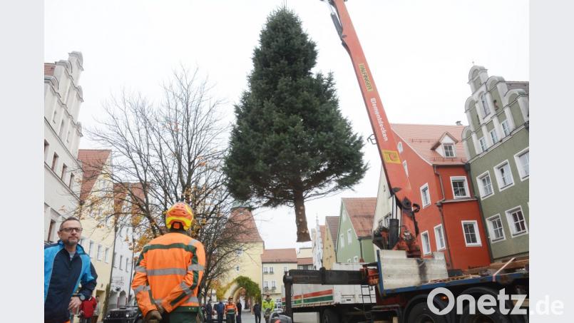 Die Tanne fliegt auf den Unteren Markt. Bild: Gabi Schönberger
