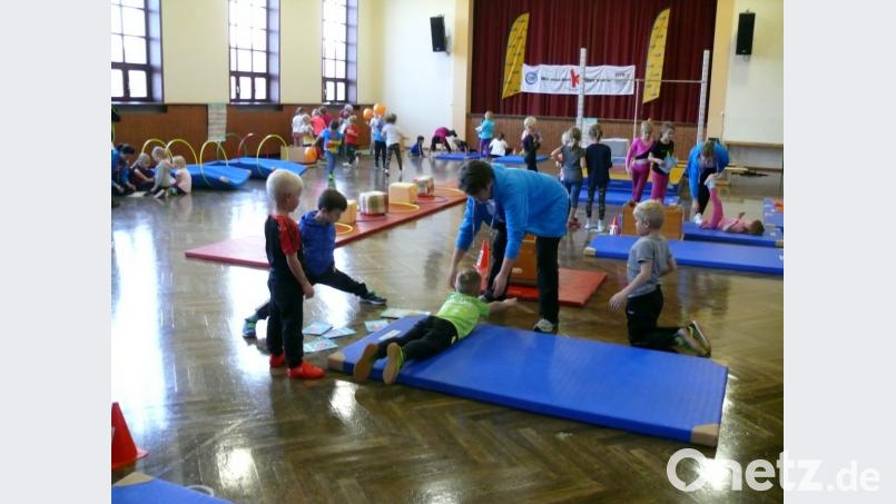 Kämpfen wie Löwen mussten die kleinen Teilnehmer, um wichtige Punkte für eines der drei Bayerischen Kinderturnabzeichen zu erringen. Bild: kgg