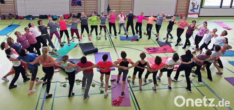 Gemeinsam macht Sport Spaß: Über 100 Teilnehmer aus der ganzen Oberpfalz nützen das Fortbildungsangebot des BLSV und des BTV am Samstag in Neustadt/WN. Bild: lst