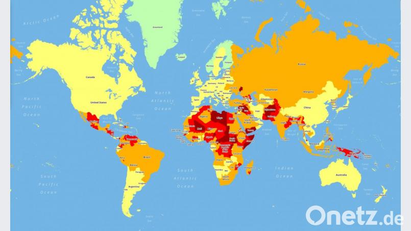 Wie sicher ist die Welt? Bild: travelriskmap.com