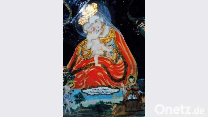 Mariahilf-Bild hinter Glas in Schiltern: Der gläserne Bildträger lässt die Farben richtig erstrahlen. Bild: bnr