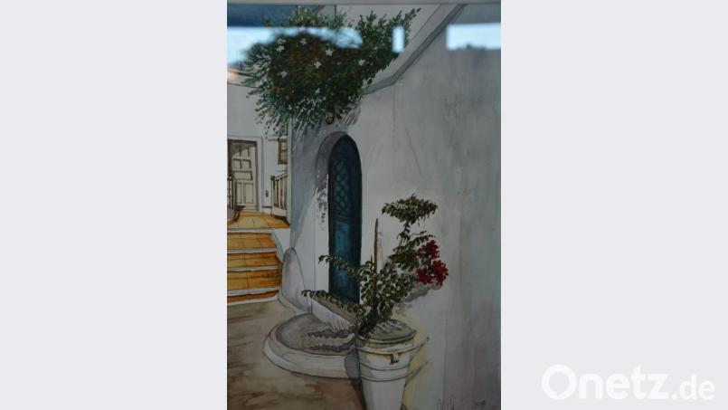 Heinz Holm malte dieses Aquarell „Santorin“. Bild: jr