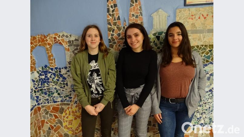 Die Bezirksschülersprecherin Sarah Larsen (Mitte) mit den Stellvertreterinnen Sarah Spitzbarth (links) und Amira Touti (rechts). Bild: Regierung der Oberpfalz