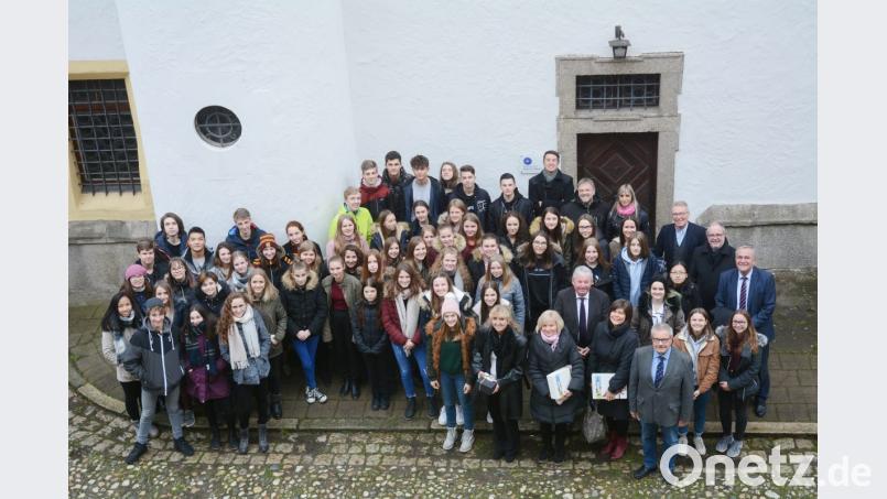 27 Schüler vom Gymnasium Tachov sind für zwei Tage am Elly-Heuss-Gymnasium in Weiden zu Gast. Bild: Gabi Schönberger
