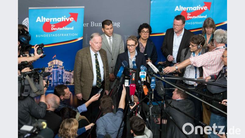 Ein Spannungsfeld: die AfD und die Medien. Diese Aufnahme zeigt die politischen Köpfe Alexander Gauland und Alice Weidel bei einem ihrer Auftritte vor der Hauptstadtpresse. Bild: Bernd von Jutrczenka/dpa