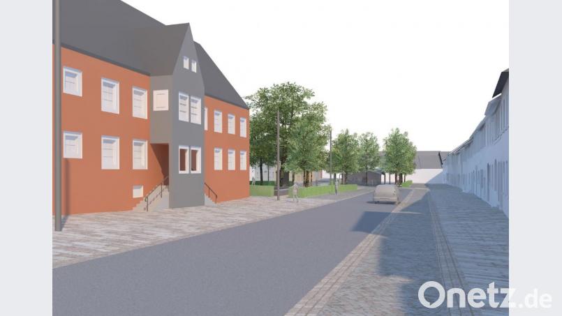 So könnte der Bereich südlich des Rathauses nach der Sanierung ausschauen. Von einigen Marktplatzanliegern wird Änderung der Straßenführung südlich des Rathauses kritisiert. Bild: ow
