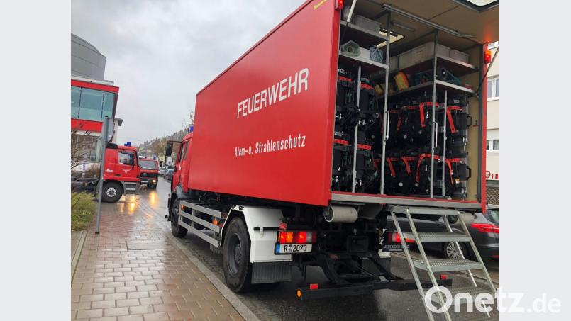 Stark ätzendes Desinfektionsmittel läuft in der Notaufnahme im Regensburger Krankenhaus St. Josef aus. Bild: Alexander Auer