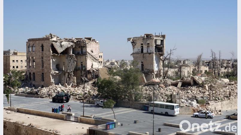 September 2018: Blick von der Zitadelle von Aleppo auf die zerstörte Altstadt. Bild: Friedemann Kohler, dpa