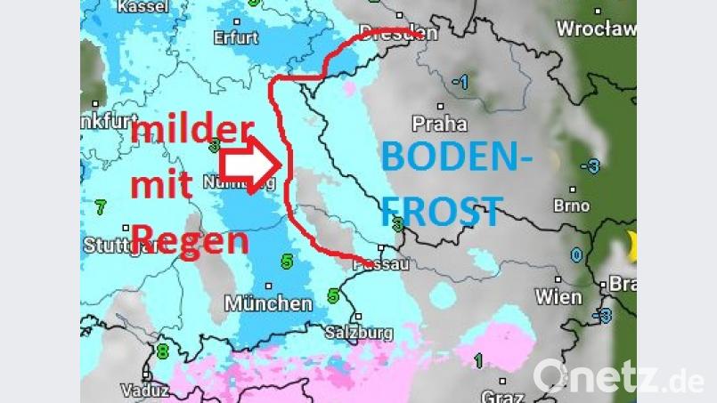 Östlich der Naab müssen die Menschen mit Eisglätte rechnen. Bild: anm