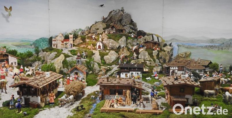 Diese Marktredwitzer Landschaftskrippe ist eine Leihgabe von Albin Artmann, der die Szene auch aufbaute. Bild: Egerland-Museum