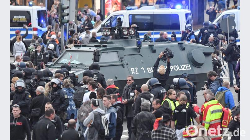 Demonstration in Chemnitz, Szene vom 1. September 2018. Bild: Boris Roessler/dpa