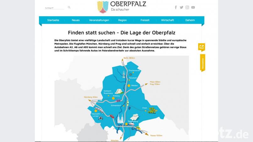 Der REgionalmarketingverein soll die Oberpfalz bekannter machen. Hier ein Screenshot vom Internetauftritt für die Oberpfalz. Bild: Benkhardt