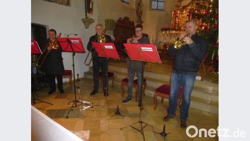 Mit großem Repertoire wartete ein Neunburger Bläser-Quartett mit (von rechts) Herbert Hauser, Florian Spiegler, Richard Hauser und Michael Heinrich auf Bild: mad