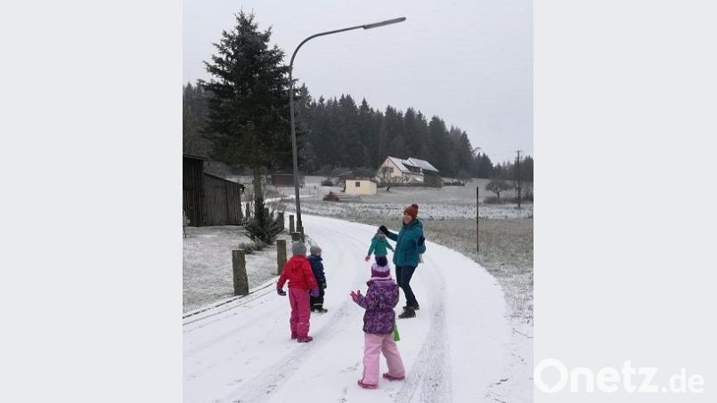 Die Kinder sammeln für das Vogelhäuschen notwendige Materialien. Bild: hl