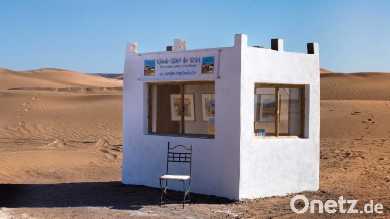 Der Künstler hat in Marokko auch die "Kleinste Galerie der Sahara" geschaffen, in der sechs seiner Aquarelle zu sehen sind. Bild: stg
