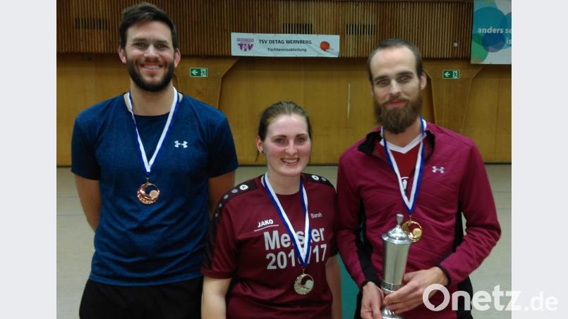 Sieger beim Neujahrspokal 2019 (von links): Simon Büttner, Sarah Segerer und Christian Daniel. Bild: wdb