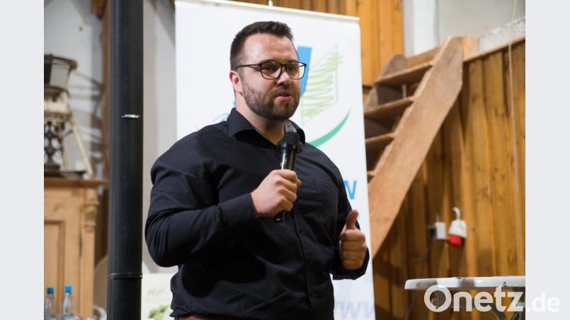 Kreisvorsitzender Matthias Grundler bei seiner Rede. Bild: Lucas Weigl