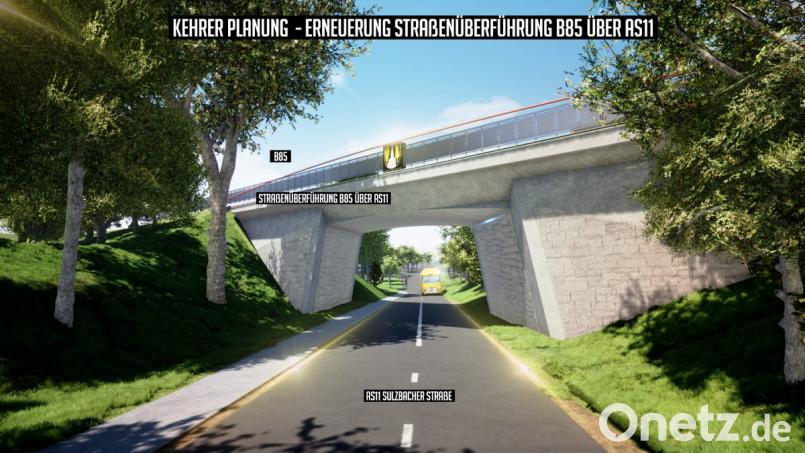 Salomonische Lösung: So soll die neue Brücke B 85/AS 11 aussehen. Bild: Staatliches Bauamt/hfz