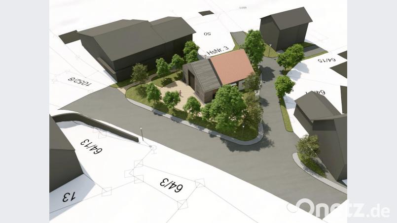 Diese Skizze zeigt, wie sich der Außenbereich an der Weidinger Straße 4 künftig darstellen wird. Bild: Architekturbüro Schönberger