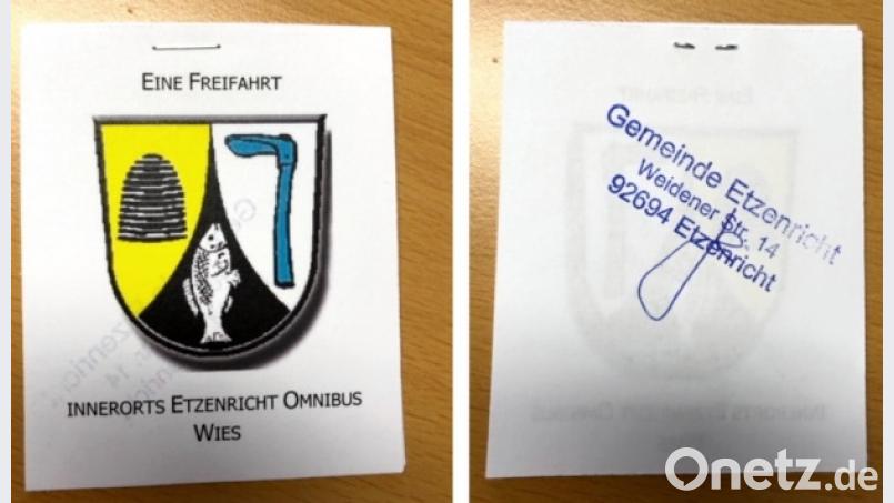 So sieht eine Fahrkarte für den öffentlichen Busverkehr innerhalb Etzenricht aus, die alle Gemeindebürger kostenlos erwerben können. Bild: fsb
