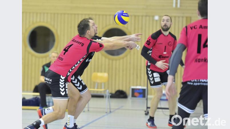 Drittes Spiel in diesem Jahr, dritter Sieg: Der VC Amberg - im Bild von links David Fecko, Florian Birner, Sebastian Barth und Marco Nanka (rechts vorne) - machte den nächsten Schritt Richtung Aufstieg.

Bild: Ziegler Bild: zg