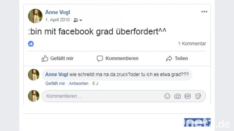 Der erste Facebook-Post von Anne Sophie Vogl. Screenshot: facebook.com