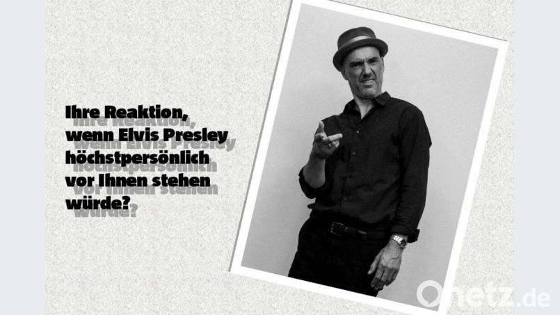 Thiemo Lachner alias Johnny Gold muss sich vorstellen, wie es ist, Elvis Presley zu treffen. Bild: exb