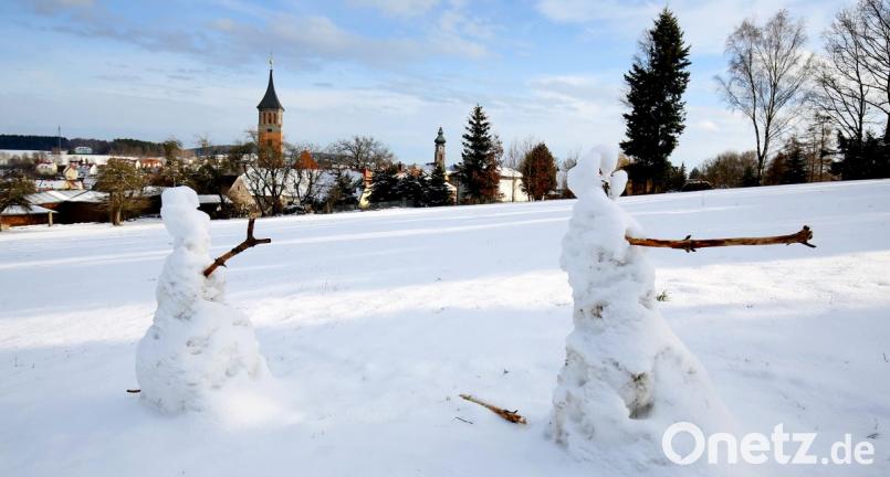 Hans und Sepp halten sich wacker. Die Kälte konserviert das Schneemann-Pärchen. Bild: mef