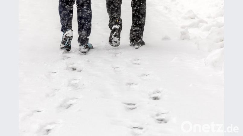 Wanderer laufen durch den Schnee. Archivbild: arifoto UG