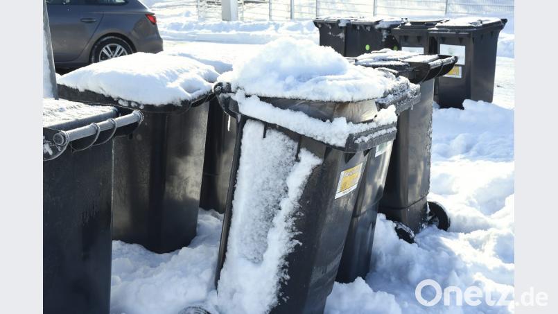 Eingeschneite Mülltonnen: Nicht nur die versanken im Schnee - auch die Müllabfuhr hatte ihre Probleme. Teilweise war es schlichtweg zu gefährlich, mit den großen Fahrzeugen alle üblichen Abfuhrstellen anzusteuern. Deshalb blieb Anfang der Woche manche Tonne ungeleert. Bild: Petra Hartl