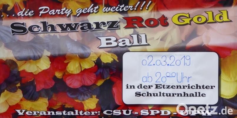 Die Party geht weiter: Die drei Parteien im Etzenrichter Gemeinderat bitten am Samstag, 2. März, zum Ball. Bild: fsb