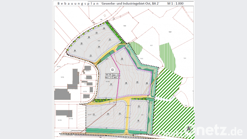 Auf dem nördlichsten Grundstück, an der Straße &quot;Am Hütbrunnenweg&quot;, entsteht die Produktionshalle nebst Bürobereich. Repro: dob