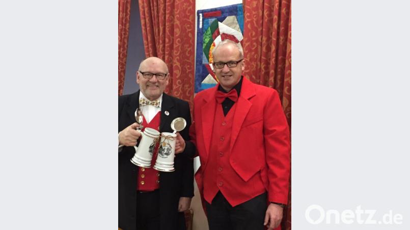 Die Bürgermeister Joseph Goester (links) und Bernhard Lindner verstehen sich auf Anhieb bestens. Bild: mma