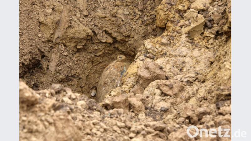 500 Kilogramm schwere Weltkriegsbombe in Obertraubling gefunden. Bild: Alexander Auer