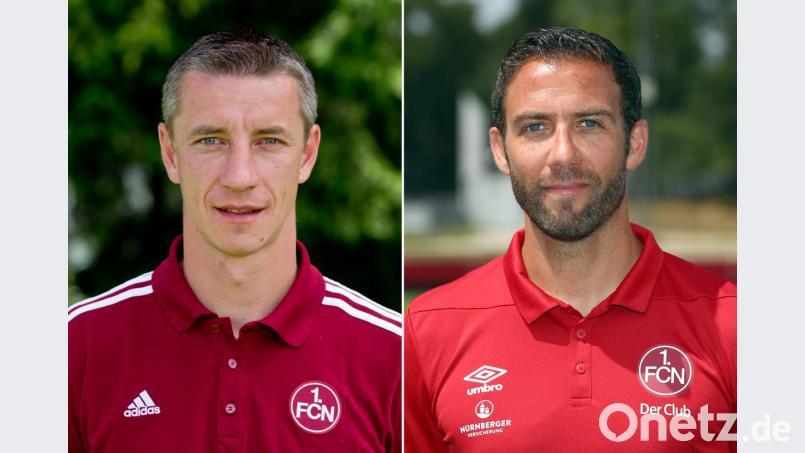 Marek Mintal (links) und Boris Schommers bilden das neue Trainergespann beim 1. FC Nürnberg. Bild: Daniel Karmann/dpa